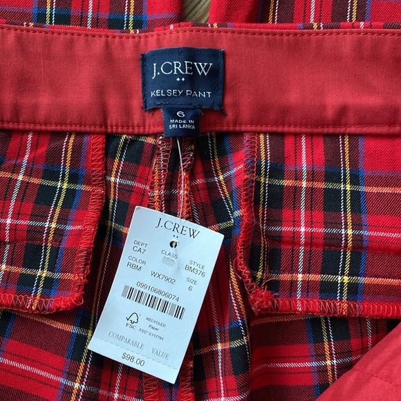 J.CREW Tartan Plaid Flare Kelsey Pant Sz 6 - Picture 9 of 10
